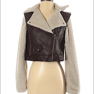 BDG Teddy Leather Aviator Jacket
